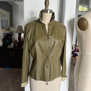 Sienna Studio Women's Greenish Tan 100% Leather Jacket, Size Med